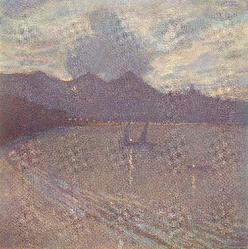 BRAZIL. Rio Harbour-Evening 1908 old antique vintage print picture